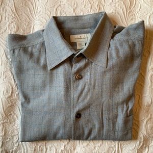 Ermenegildo Zegna XL Grey Plaid 100% cotton